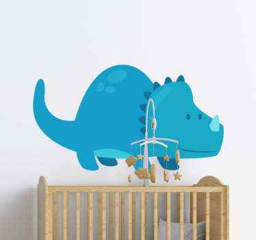 Vinilo dinosaurio triceratops azul - TenVinilo
