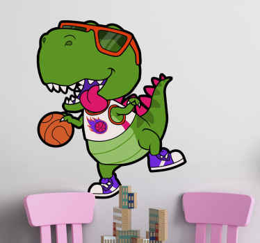 Dinozaver basketballer dinozaver nalepka na steno - TenStickers