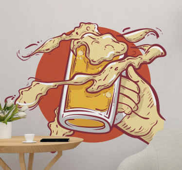 øl i hånd drikke klistermærke - TenStickers