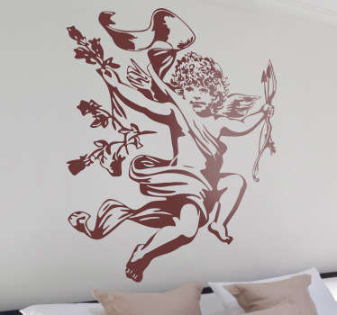 Um autocolante de arte original do cupido, segurando seu arco e flecha pronto para uma ação nos dias dos namorados.