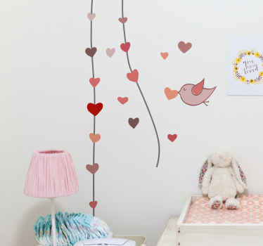 Sydämiä & Lintu Sisustustarra - Tenstickers