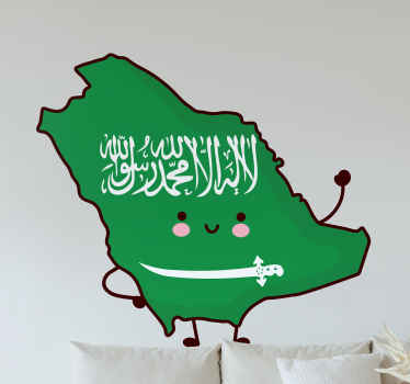 Cartoon Saudi Arabia map wall sticker - TenStickers