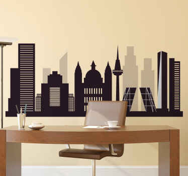 Vinilo Madrid skyline oscuro con fondo - TenVinilo