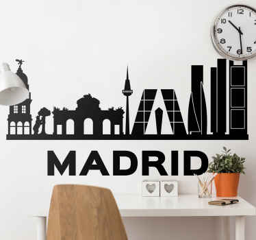 Vinilo Madrid skyline edificios monocolor - TenVinilo