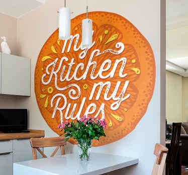 Mit køkken mine regler orange hjemmetekst klistermærke - TenStickers
