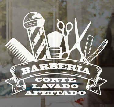 Vinilo escaparate de moda Cartel de barbería - TenVinilo
