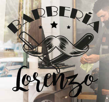 Vinilo peluquería barbería con nombre - TenVinilo