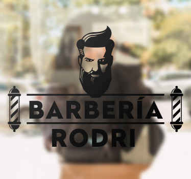Vinilo peluquería de hombre personalizable - TenVinilo