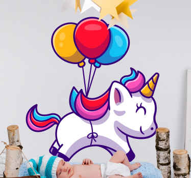 Cartoon unicorn smiling and flying fairy  decal - TenStickers