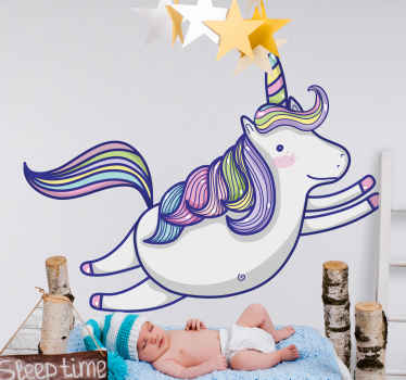 Cute happy round unicorn fairy tale decal - TenStickers
