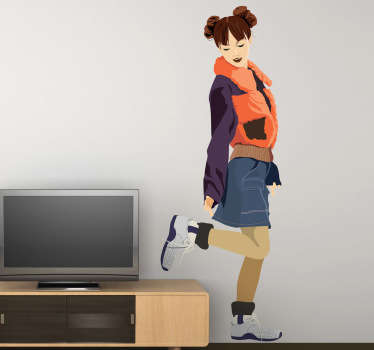 Young Casual Girl Wall Sticker - TenStickers