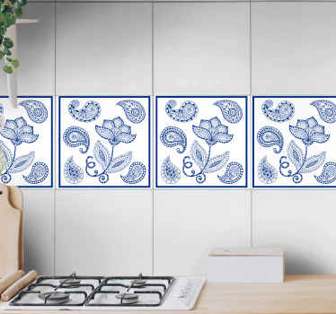 Autocolantes azulejos decorativos Paisley e flores - TenStickers