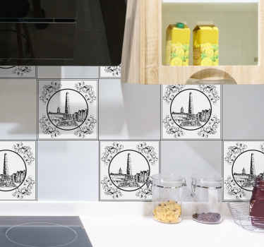 阿姆斯特丹水坝方形瓷砖贴纸 - TenStickers