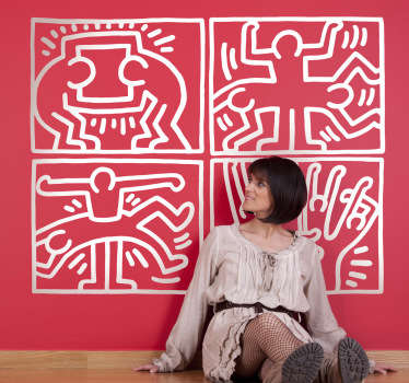 Vinilo decorativo viñetas Haring línea - TenVinilo