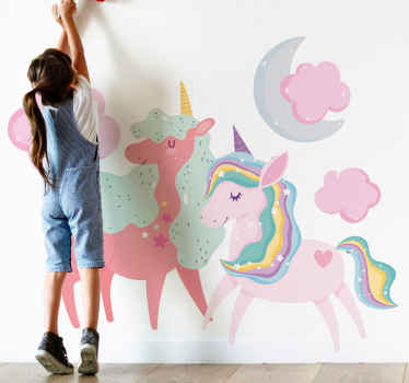 Small unicorn with mare farm animal sticker - TenStickers