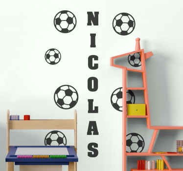 Vinilo con balones de futbol personalizables - TenVinilo