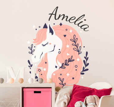 Muursticker boerderijdieren Paard met gepersonaliseerde naam - TenStickers