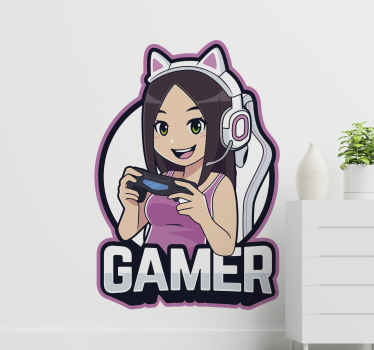 Sticker Illustration Gamer anime fille - TenStickers