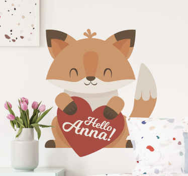 Sticker Renard anime disant bonjour - TenStickers