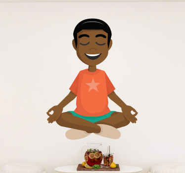 Happy Yoga boy wall sticker - TenStickers