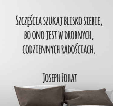 Naklejka na ścianę cytat o szczęściu  - TenStickers