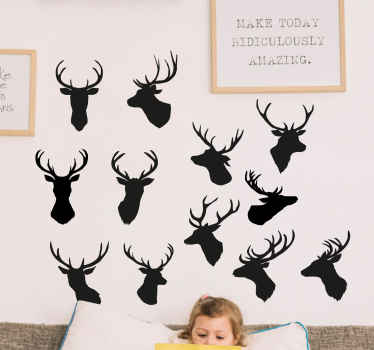 Mini Stag heads animal wall sticker - TenStickers
