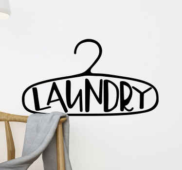 Laundry hanger home text wall sticker - TenStickers