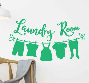 Laundry hanging clothes home text wall sticker - TenStickers