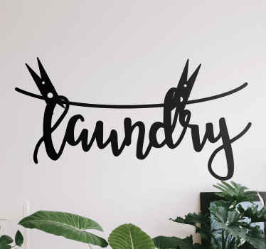 Laundry pegs home text wall sticker - TenStickers