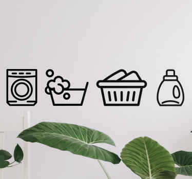 Laundry icons home text wall decal - TenStickers