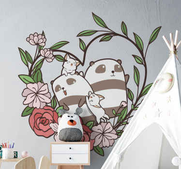 Glava pande z venčkom nalepke divjih živali - TenStickers