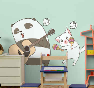 Panda hrajúca na gitare divoké zviera obtlačok - Tenstickers