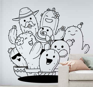 Cactus family flower wall sticker - TenStickers