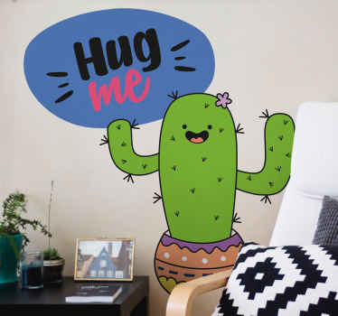 Hug me cactus flower wall sticker - TenStickers