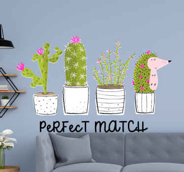 Perfektní kaktusy květinová samolepka na zeď - TenStickers