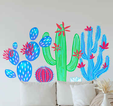Colourful cactus flower wall sticker - TenStickers