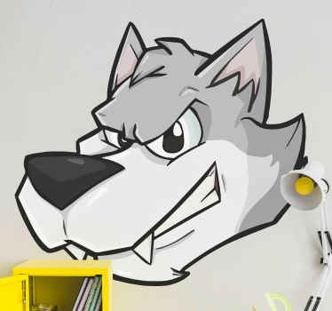 Ulv tegneserie grå ondt glis vilt dyremerk - Tenstickers