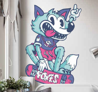 Skateboarding fox teenage wall decals - TenStickers
