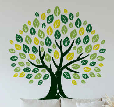 Tree of Life green shade leaves tree sticker - TenStickers