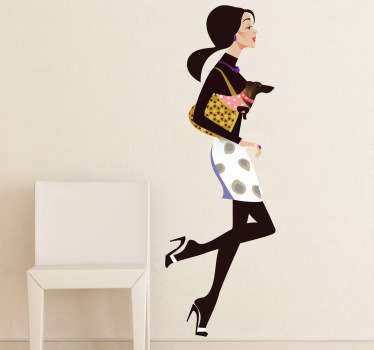 Lady and Little Dog Shopping Decal - TenStickers