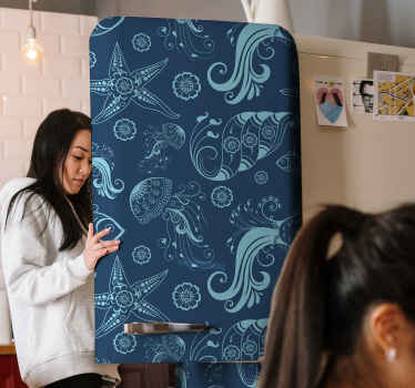 Autocolante para frigorífico frigorífico ornamental de vida marin - TenStickers