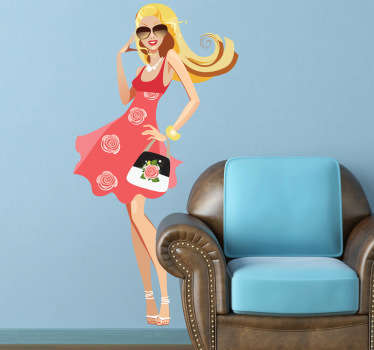 Blonde Shopaholic Model Sticker - TenStickers