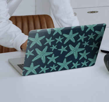 Sticker Ordinateur étoiles de mer bleues - TenStickers