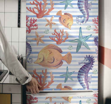 Sea life tiles fridge vinyl  sticker - TenStickers
