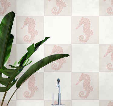 Naklejka na kafelki Kwiatowy konik morski - TenStickers