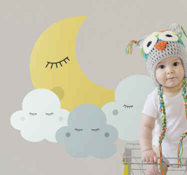 Happy moon and cloud sleeping sticker - TenStickers