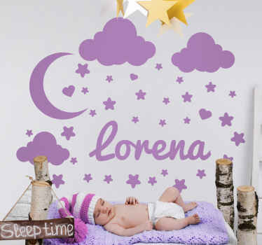 Vinilo ilustración Lluvia de estrellas con nombre - TenVinilo