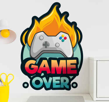 Gaming game over fire video game sticker - TenStickers