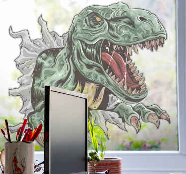 Fenster Aufkleber T-rex-detail bricht die wand - TenStickers