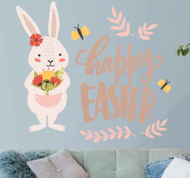 Happy Easter butterflies wall sticker - TenStickers